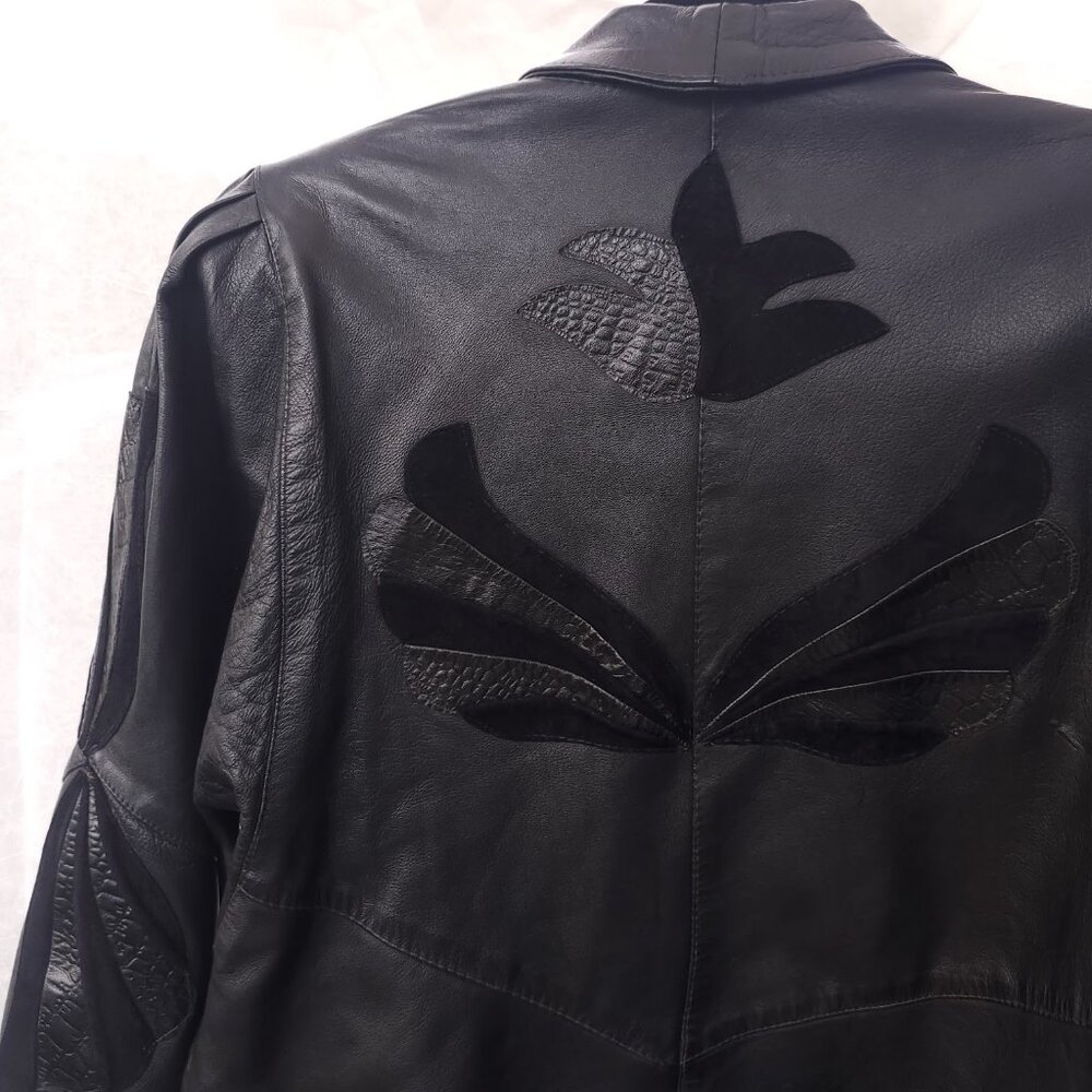 Wing-embroidered Leather Jacket - Picture 2 of 10